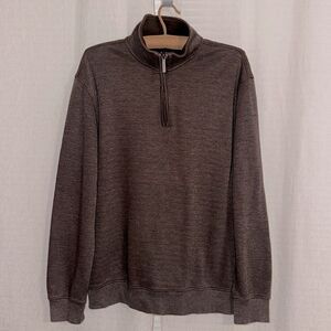 Van Heusen L Cotton Blend Brown Quarter Zip Knit  Mock Neck Sweater